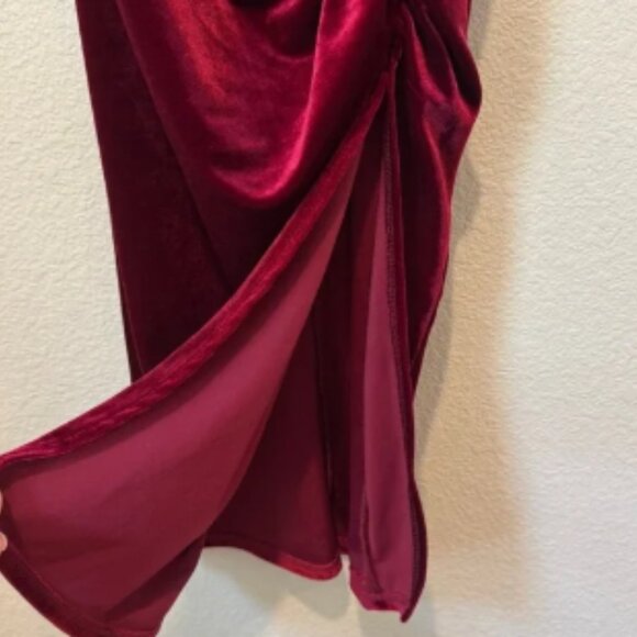 MistyRose Ruched Bodycon Mini Dress – Burgundy Wine Red, Size L - Picture 3 of 6